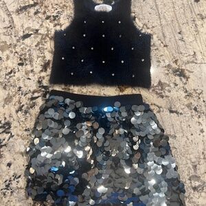 Girl Zara top and Mango sequin skirt